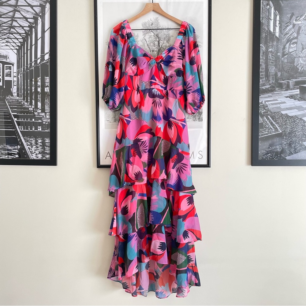 Hutch Louisa Dress Pink Multicolor Chiffon Maxi Size 0 NWT - Picture 8 of 17
